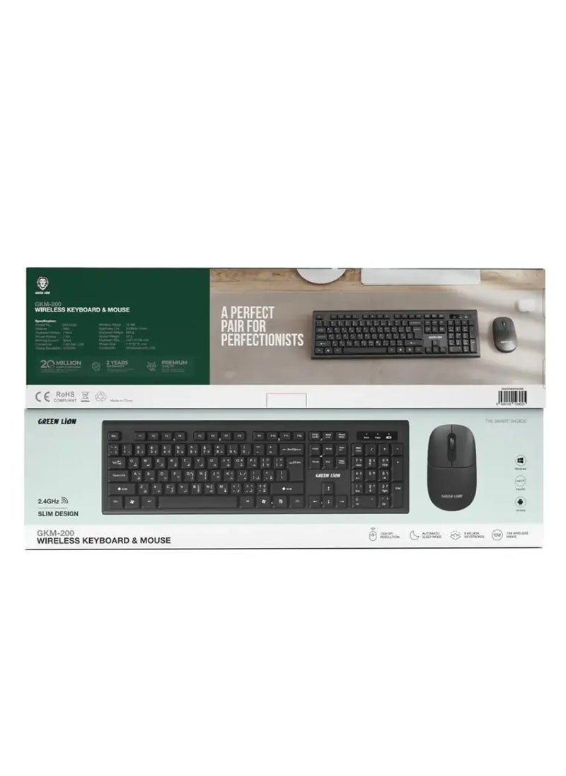 Wireless Keyboard and Mouse Combo / Slim Design / Automatic Sleep Mode / 10 Meters Wireless Range / 2.4GHz Mini USB Connection / Windows/Mac/Android/Office/Home/Laptop/Personal Computer - Black