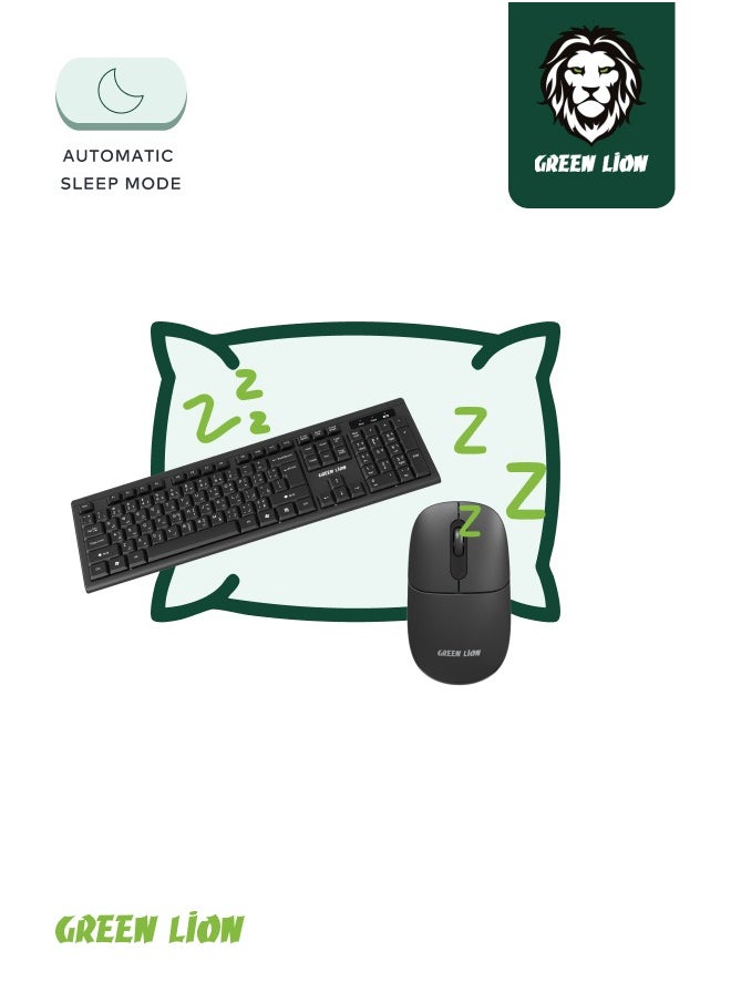 Wireless Keyboard and Mouse Combo / Slim Design / Automatic Sleep Mode / 10 Meters Wireless Range / 2.4GHz Mini USB Connection / Windows/Mac/Android/Office/Home/Laptop/Personal Computer - Black