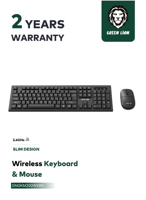 Wireless Keyboard and Mouse Combo / Slim Design / Automatic Sleep Mode / 10 Meters Wireless Range / 2.4GHz Mini USB Connection / Windows/Mac/Android/Office/Home/Laptop/Personal Computer - Black