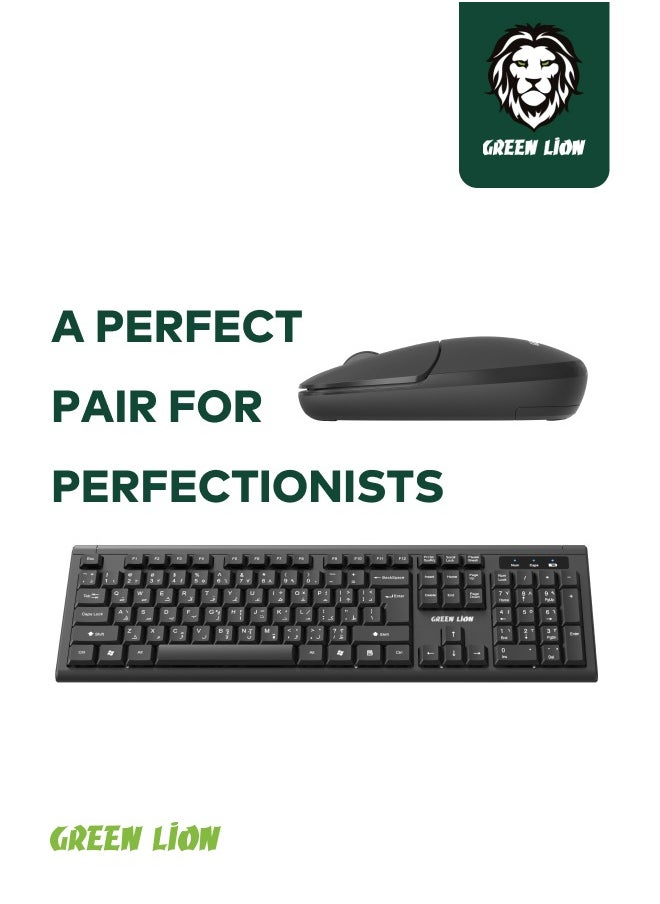 Wireless Keyboard and Mouse Combo / Slim Design / Automatic Sleep Mode / 10 Meters Wireless Range / 2.4GHz Mini USB Connection / Windows/Mac/Android/Office/Home/Laptop/Personal Computer - Black