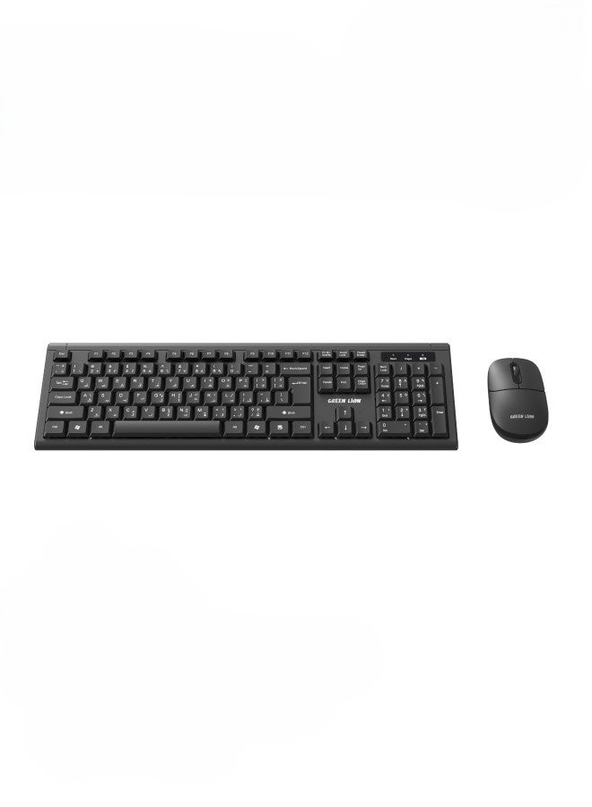 GREEN LION Wireless Keyboard and Mouse Combo / Slim Design / Automatic Sleep Mode / 10 Meters Wireless Range / 2.4GHz Mini USB Connection / Windows/Mac/Android/Office/Home/Laptop/Personal Computer -Black - Image 1