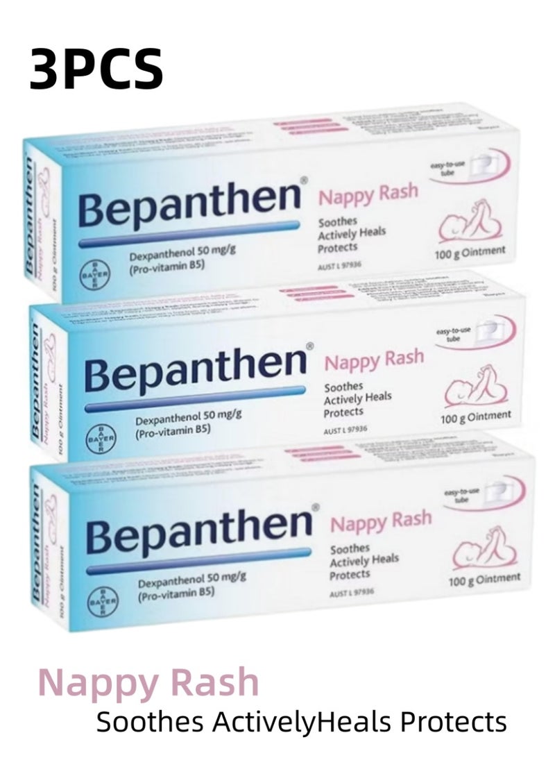 Bepanthen Baby Protective Ointment 3PCS x 100g – Dexpanthenol (Pro-Vitamin B5) Formula for Nappy Rash Care, Soothes, Protects & Supports Skin Recovery - Image 1