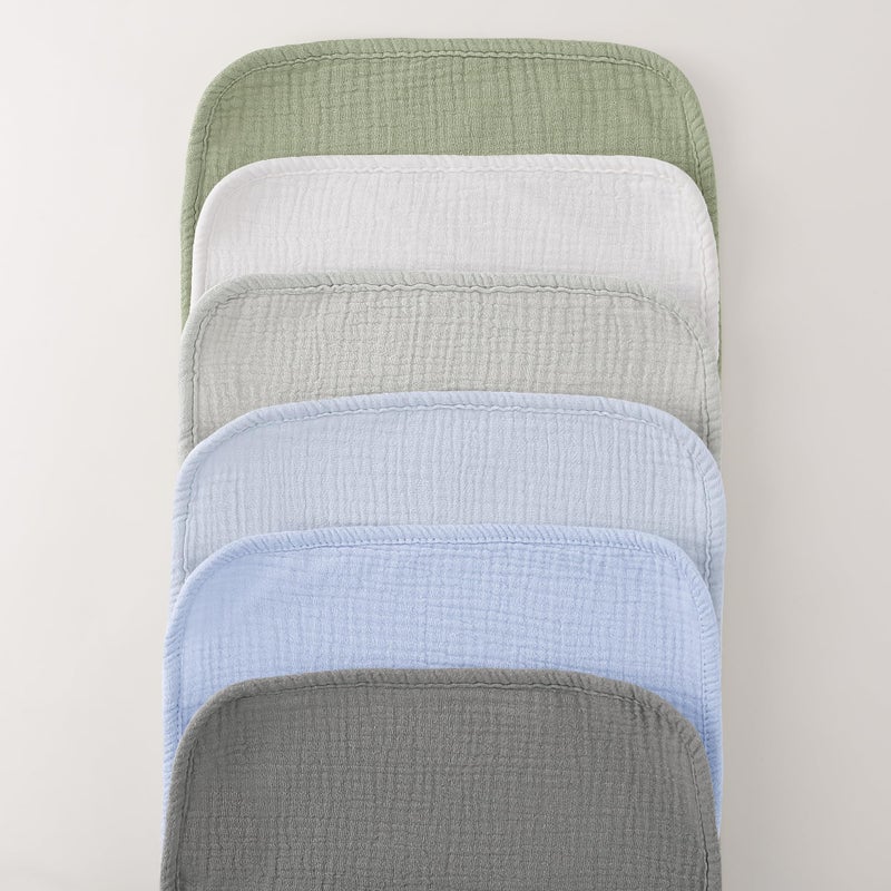 Bearmoss Muslin Burp Cloths, 100% Cotton Baby Burping Clothes, Large Extra Soft Absorbent for Unisex Newborn Boy and Girl, 20x10in, 6 Pack - Image 3