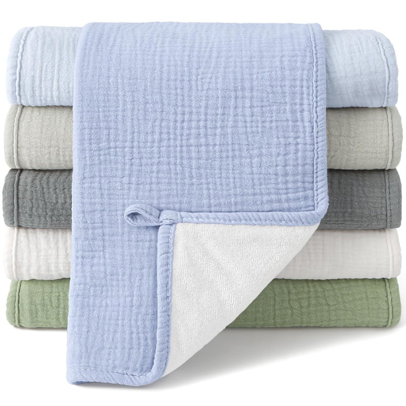 Bearmoss Muslin Burp Cloths, 100% Cotton Baby Burping Clothes, Large Extra Soft Absorbent for Unisex Newborn Boy and Girl, 20x10in, 6 Pack - Image 1