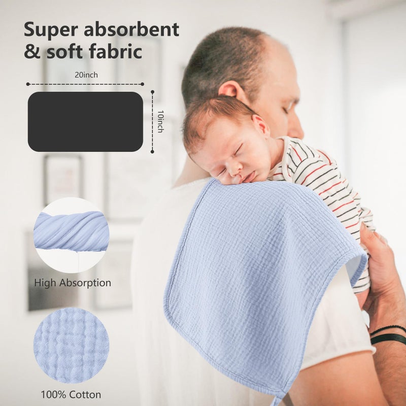 Bearmoss Muslin Burp Cloths, 100% Cotton Baby Burping Clothes, Large Extra Soft Absorbent for Unisex Newborn Boy and Girl, 20x10in, 6 Pack - Image 5