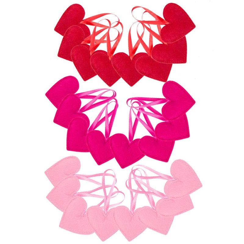 Apipi 24Pcs Valentines Felt Heart-Shape Ornaments - Red Rose Pink Valentines Hanging Decorations for Wedding Anniversary Decor Party Supplies - Image 1