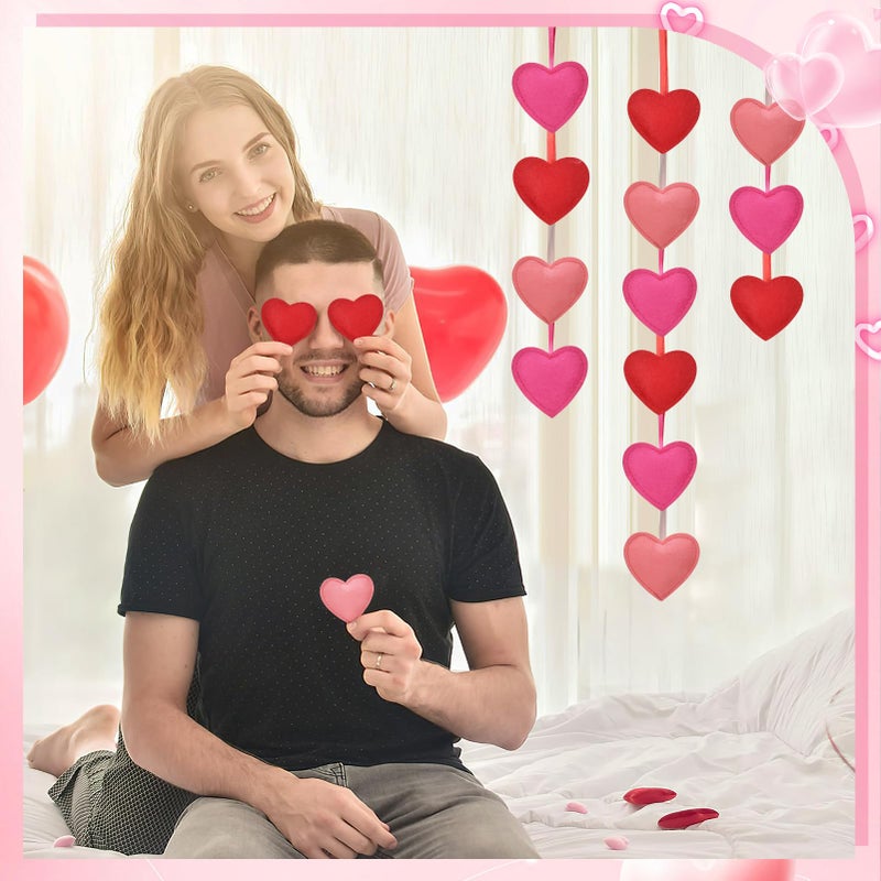 Apipi 24Pcs Valentines Felt Heart-Shape Ornaments - Red Rose Pink Valentines Hanging Decorations for Wedding Anniversary Decor Party Supplies - Image 4