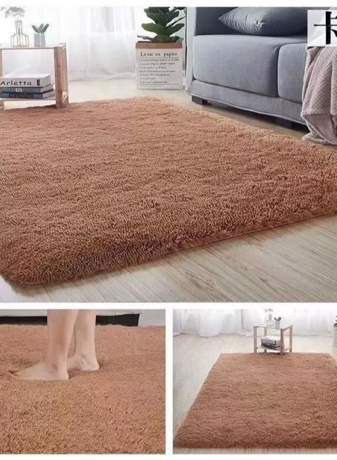 سجادة مريحة وناعمة ومضادة للانزلاق باللون البني لغرفة النوم/غرفة المعيشة 160 × 210 سم