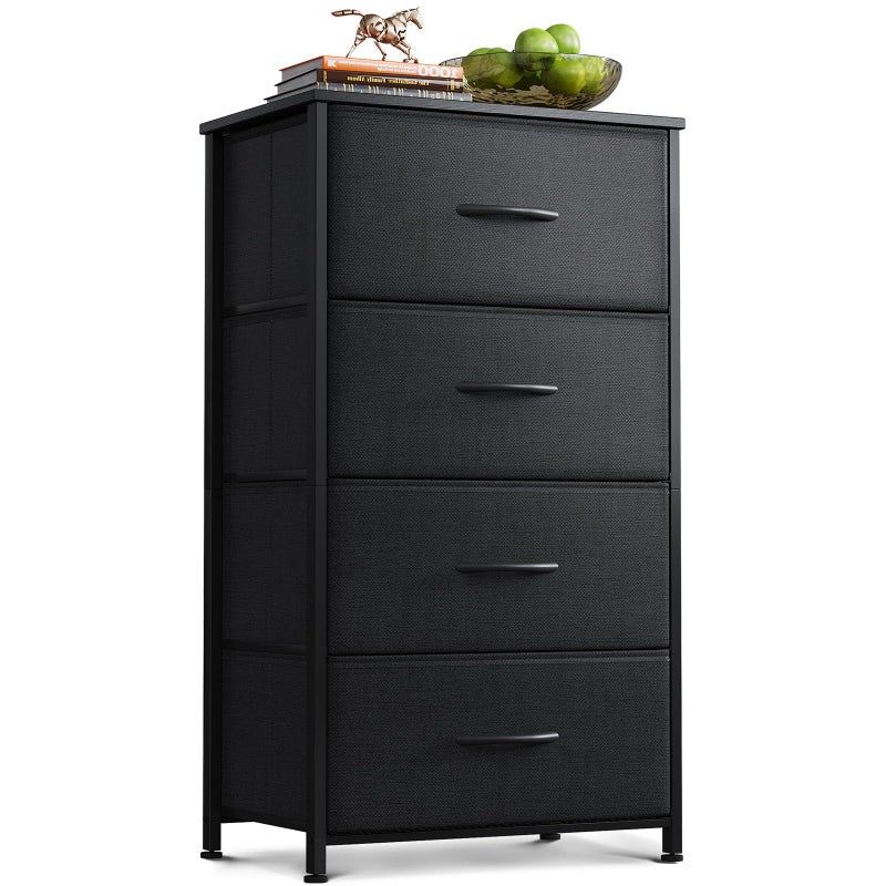AODK Dresser for Bedroom with 4 Storage Drawers, Small Dressers Chest of Drawers Fabric Dresser with Sturdy Steel Frame, Black - Image 1