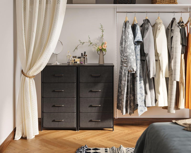 AODK Dresser for Bedroom with 4 Storage Drawers, Small Dressers Chest of Drawers Fabric Dresser with Sturdy Steel Frame, Black - Image 5