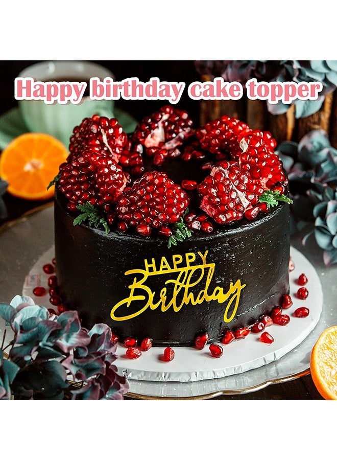 Wffo 6 Pcs Cake Toppers Happy Birthday Acrylic Cake Topper Happy Birthday Cake Sign Picks Happy Birthday Cake Decorations Cake Stick Decor for Celebrating Birthday Anniversary Party (Golden) - Image 5