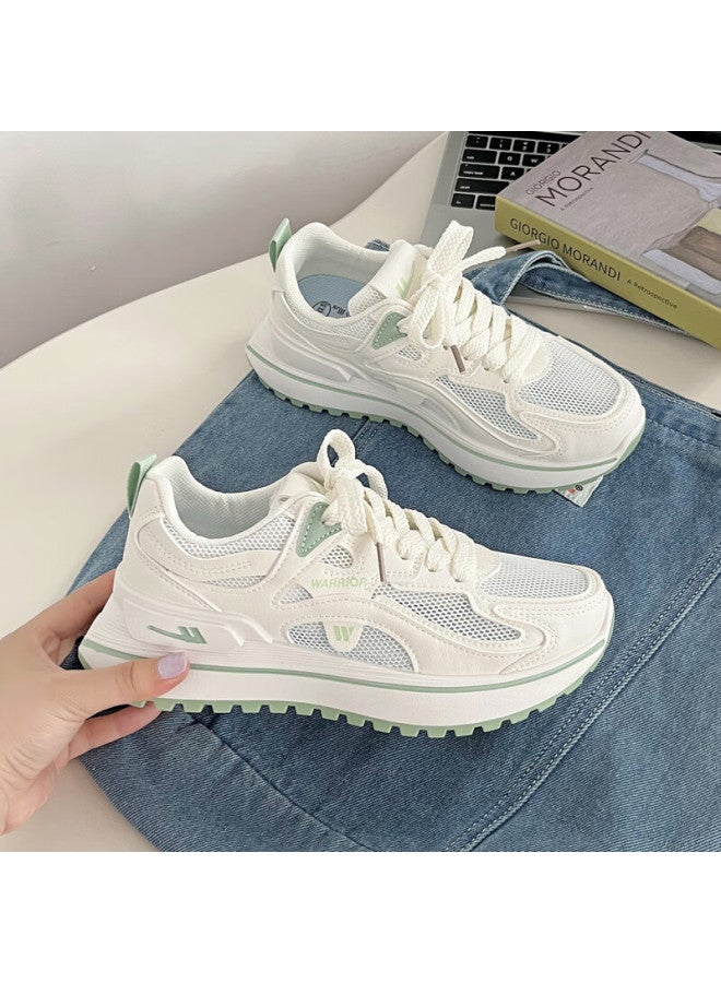 Pull Back Warrior Women's Breathable Mesh Casual Sneakers Lightweight Sports Shoes Light Green Size 36 - Image 1