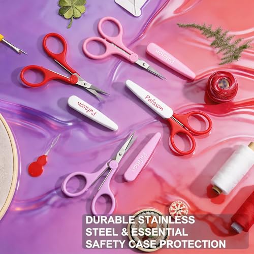 PAFASON Small Travel Craft Scissors Set Straight Curved Tip All Purpose for Scrapbooking Quilting DIY Sewing Knitting Embroidery Cross Stitch Crochet Thread Yarn Paper Detail Fabric Cutting - Image 2