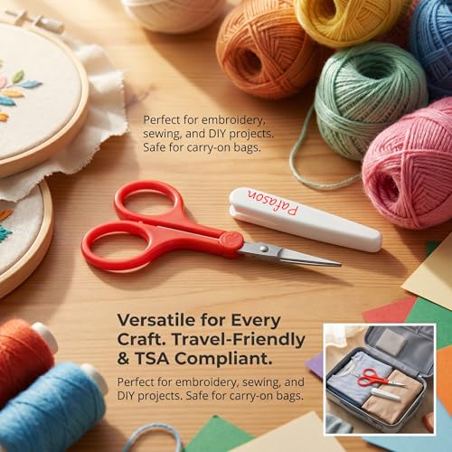 PAFASON Small Travel Craft Scissors Set Straight Curved Tip All Purpose for Scrapbooking Quilting DIY Sewing Knitting Embroidery Cross Stitch Crochet Thread Yarn Paper Detail Fabric Cutting - Image 3
