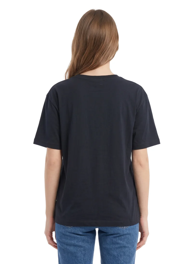 ديزني Disney Mickey Mouse UAE National Day Graphic Women’s Drop Shoulder T-Shirt | Casual Relaxed Fit Cotton Crew Neck Tee