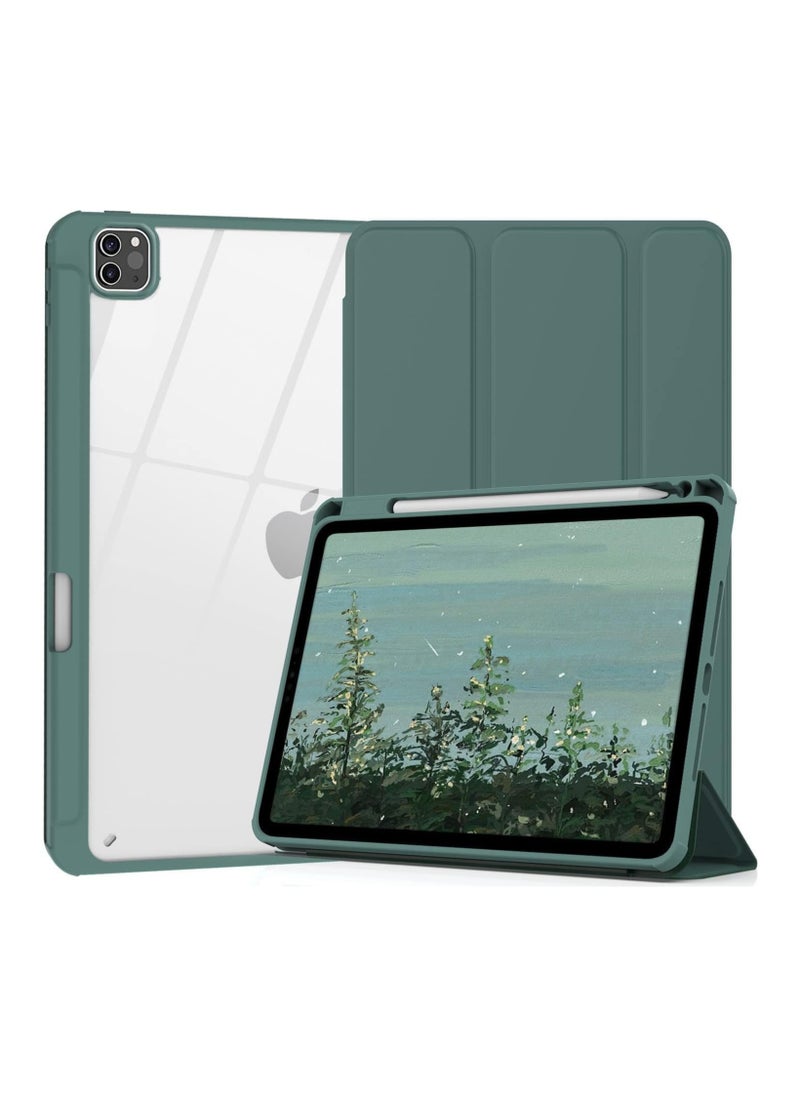 EVO iPad Pro 12.9" 2022 2021 2020 Case, Clear Back Smart Folio Protective Case with Pencil Slot for iPad Pro 6th 5th 4th 3rd Generation green  - Image 1