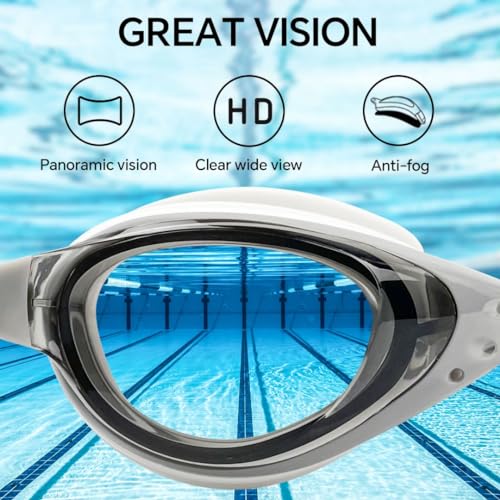 AIKOTOO Nearsighted Swim Goggles Anti-Fog Anti-UV No Leaking For Indoor And Outdoor Swimming Adult Men Women Youth Grey -1.5 - Image 2