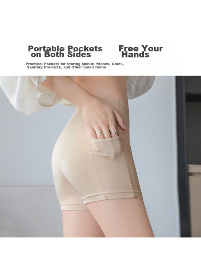 LANG SHA Langsha Safety Shorts For Women With Pockets, Summer Undershorts, Anti-exposure, Non-rolling, Elastic, Tight-fitting, Flat-angle, Three-quarter Length Safety Shorts For Wome - Image 1