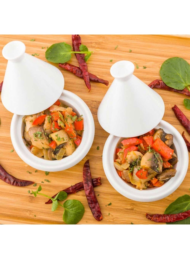 Restaurantware 3.5 Inch Tajine Pots, 10 Mini White Appetizer Bowls - Tajine Style, With Dome Cover, White Porcelain Tiny Bowls, Chip-Resistant, For Samples, Sauces, Or Spices - Image 3