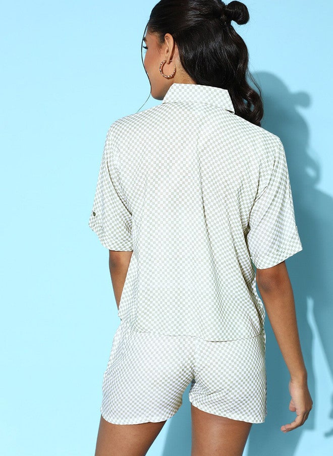 beebelle ETC X beebelle Checked Spread Collar Night Suit - Image 4