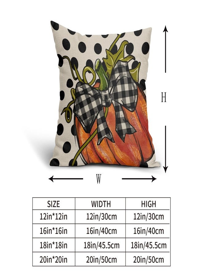 Sweetshow Fall Pillow Covers 18x18 Set of 2 Thanksgiving Orange Pumpkin Throw Pillows Outdoor Autumn Black White Polka Dot Decorative Pillow Case Linen Cushion Covers Farmhouse Decor for Couch Sofa Bed - Image 5