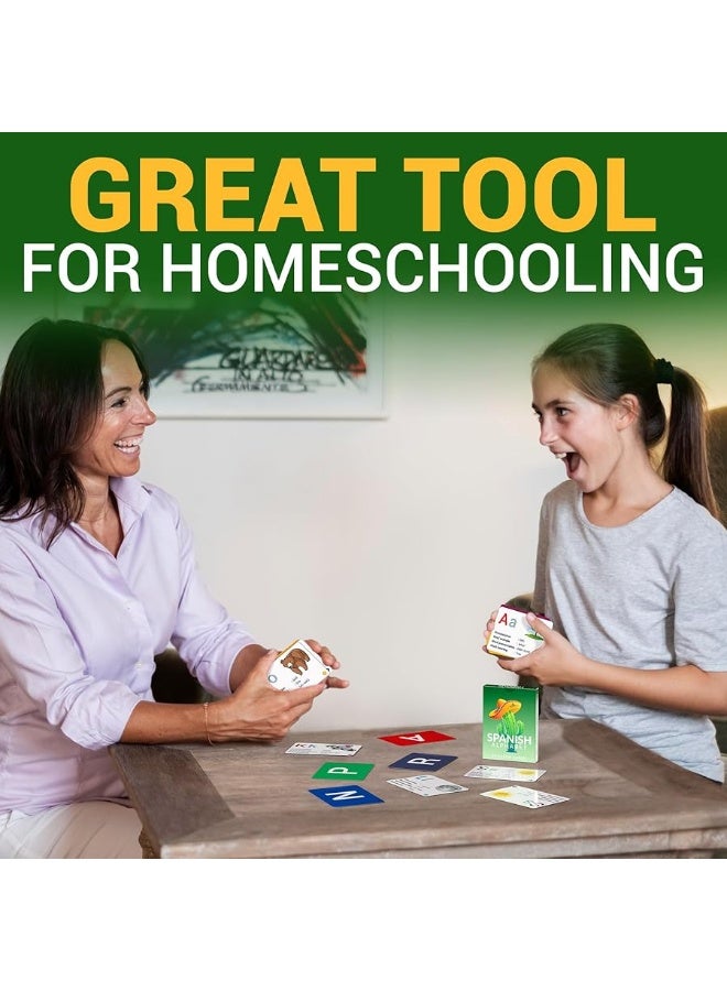 Briston Spanish Alphabet Flash Cards â€“ 27 Educational Language Learning Resource with Pictures for Memory Sight Words â€“ Fun Game Like Play - Kids, Grade School, Classroom, Homeschool Teacher Supplies - Image 4