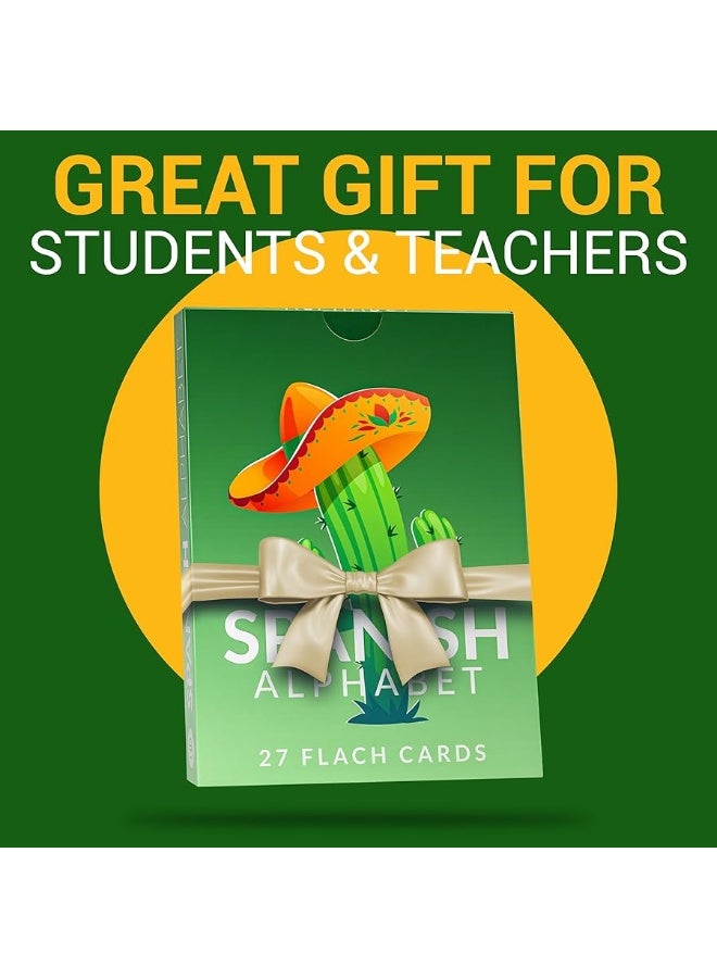 Briston Spanish Alphabet Flash Cards â€“ 27 Educational Language Learning Resource with Pictures for Memory Sight Words â€“ Fun Game Like Play - Kids, Grade School, Classroom, Homeschool Teacher Supplies - Image 5