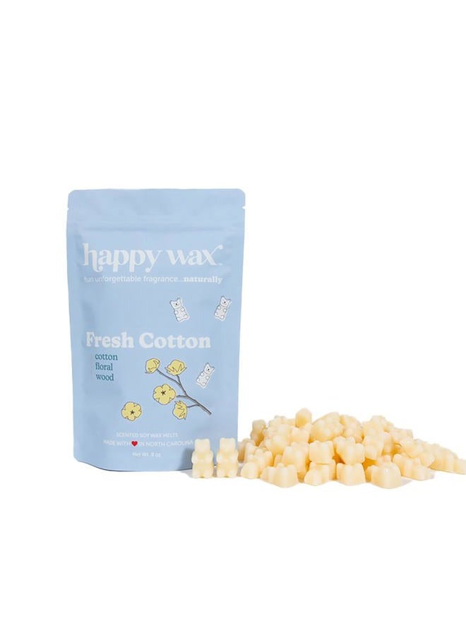 Happy Wax شمعات شمع معطرة برائحة القطن الطازج - رائحة طبيعية قوية معززة بالزيوت الأساسية - غير سامة وآمنة للحيوانات الأليفة - (8 أونصة) - Image 1