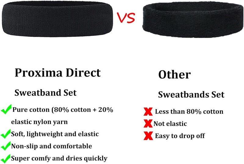 Proxima Direct Sweatbands, 3 Pack Sports Headbands for Men Women Girls Boys, Super Comfy Head Band Sweatband for Gym Workout Yoga Soccer Boxing Tennis - Image 3