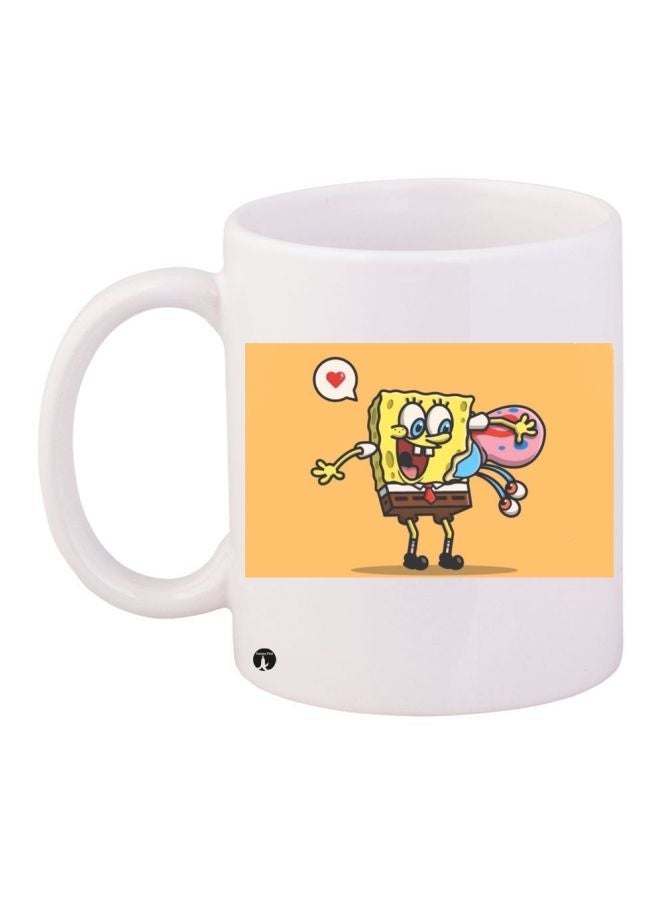 SpongeBob Printed Coffee Mug White/Yellow/Pink 11ounce