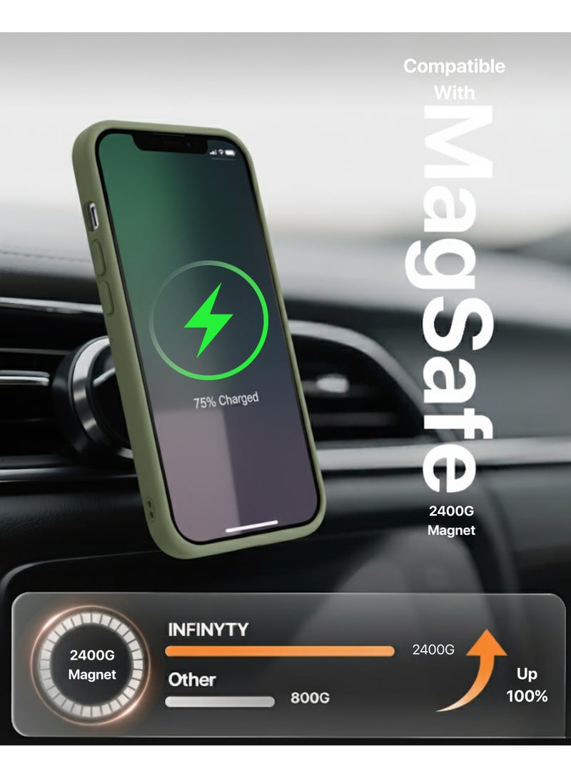 INFINYTY iPhone 17 Frosted Soft Touch Case - Gleam Green, Anti-Slip Grip, MagSafe Compatible, Mil. Grade Drop Protection, Translucent Frosted Back, Air Cushion Corners, Matte Finish, Scratch-Resistant, Hybrid Cover, Raised Camera and Screen Protection - Image 4