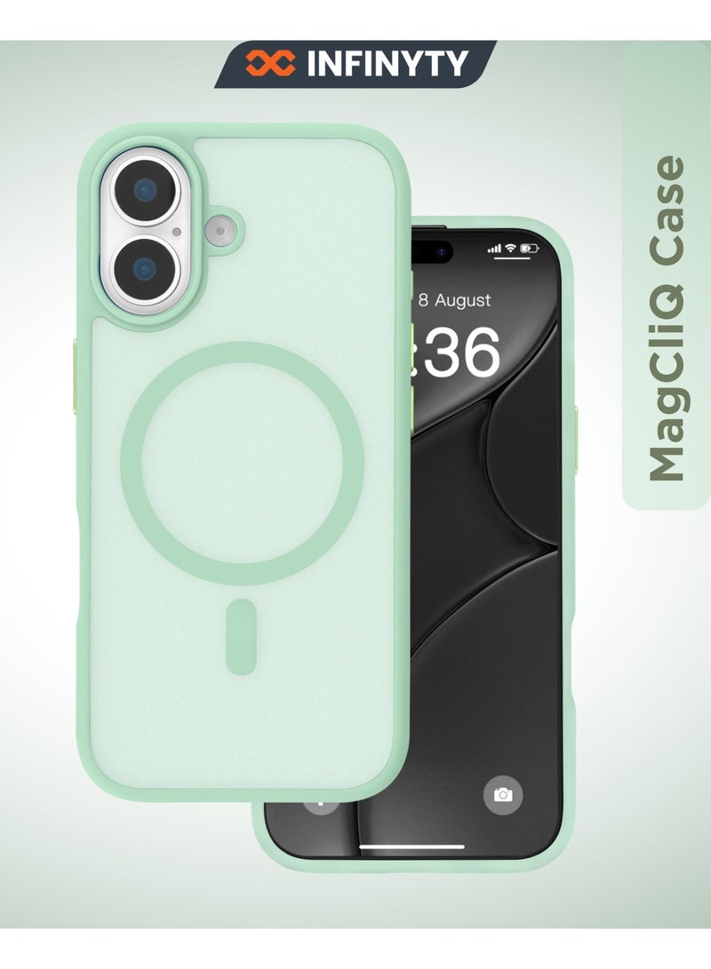 INFINYTY iPhone 17 Frosted Soft Touch Case - Gleam Green, Anti-Slip Grip, MagSafe Compatible, Mil. Grade Drop Protection, Translucent Frosted Back, Air Cushion Corners, Matte Finish, Scratch-Resistant, Hybrid Cover, Raised Camera and Screen Protection - Image 1