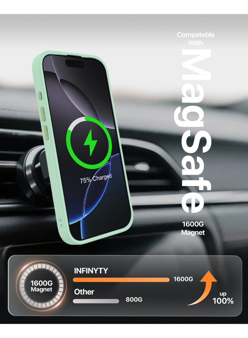 INFINYTY iPhone 17 Frosted Soft Touch Case - Gleam Green, Anti-Slip Grip, MagSafe Compatible, Mil. Grade Drop Protection, Translucent Frosted Back, Air Cushion Corners, Matte Finish, Scratch-Resistant, Hybrid Cover, Raised Camera and Screen Protection - Image 4