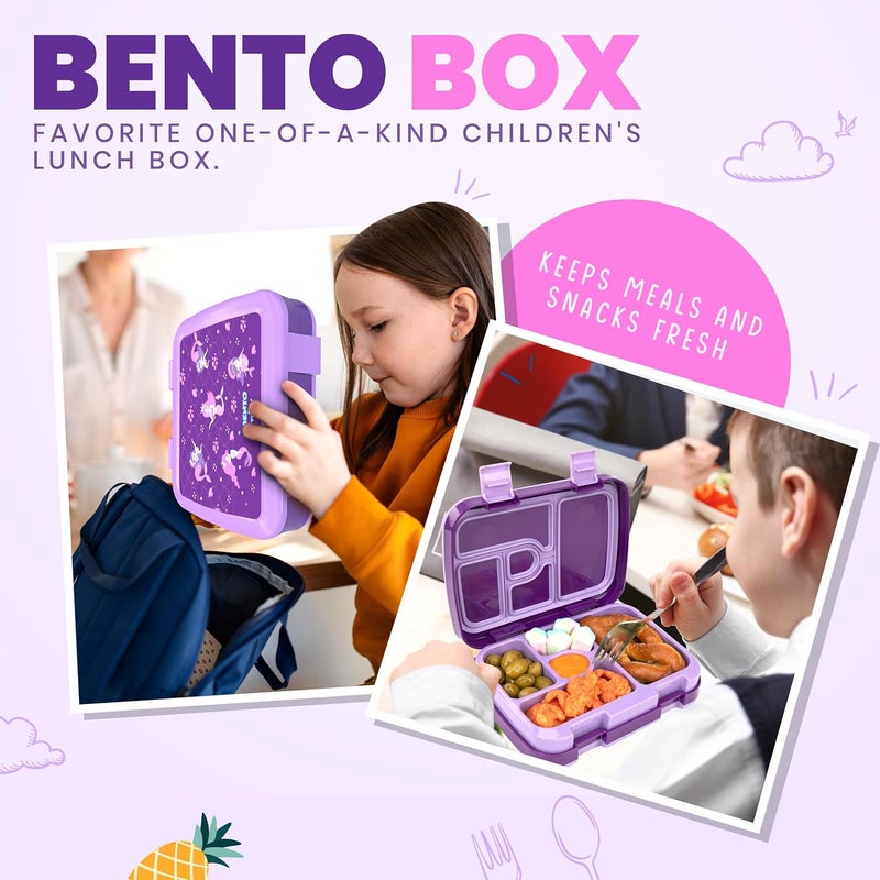 YOLAY Bento Box for Kids Lunch Box Leak-Proof, 5-Compartment Lunch Box Kids for Ages 3-10, Durable with Anti-Slip Base, Suitable for Schools, Outdoor and Travel (Mermaid) - Image 5