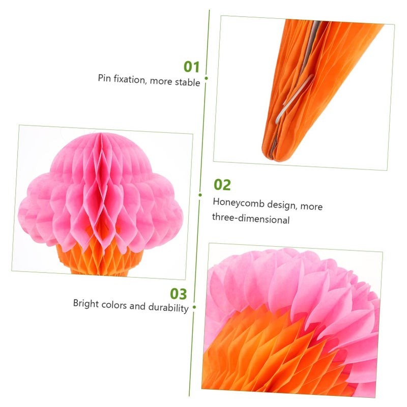 PRETZYOOM 3Pcs Hawaii Themed Honeycomb Ball Ice Cream Hanging Decorations Random Color For Party Home Festive Photography Props - Image 4