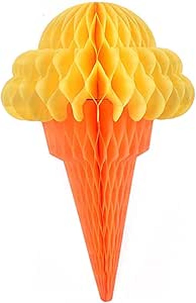 PRETZYOOM 3Pcs Hawaii Themed Honeycomb Ball Ice Cream Hanging Decorations Random Color For Party Home Festive Photography Props - Image 1