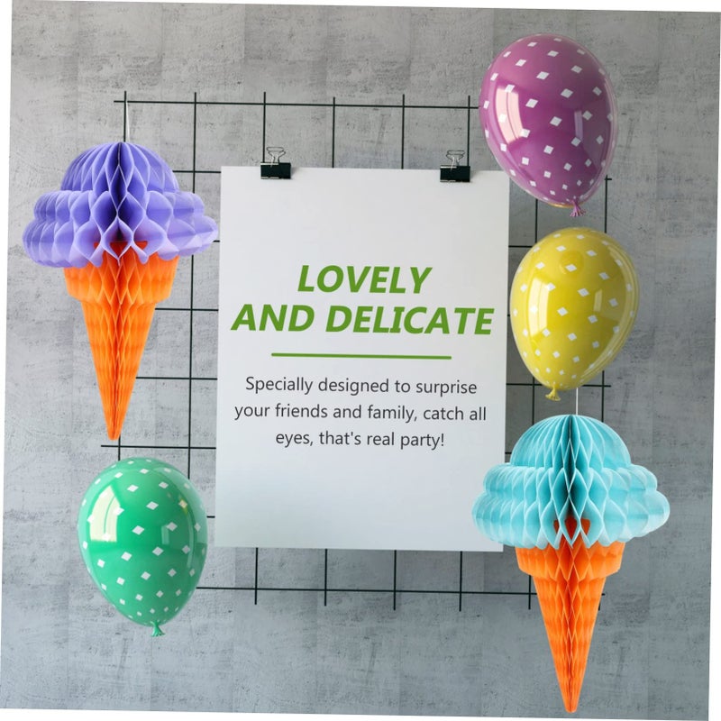 PRETZYOOM 3Pcs Hawaii Themed Honeycomb Ball Ice Cream Hanging Decorations Random Color For Party Home Festive Photography Props - Image 3