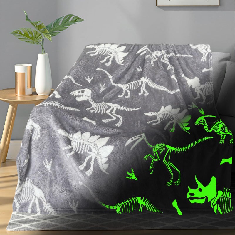 TEHALK Dinosaur Glow in The Dark Blanket for BoysGirlsToddlerBaby Dinosaur Toys for Boy Age 312 Cute Funny Kids Throw Blanket for BirthdayGifts 40x 60 - Image 2