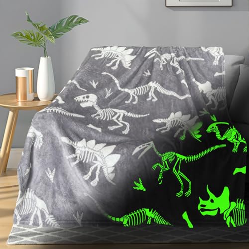 TEHALK Dinosaur Glow in The Dark Blanket for BoysGirlsToddlerBaby Dinosaur Toys for Boy Age 312 Cute Funny Kids Throw Blanket for BirthdayGifts 40x 60 - Image 1