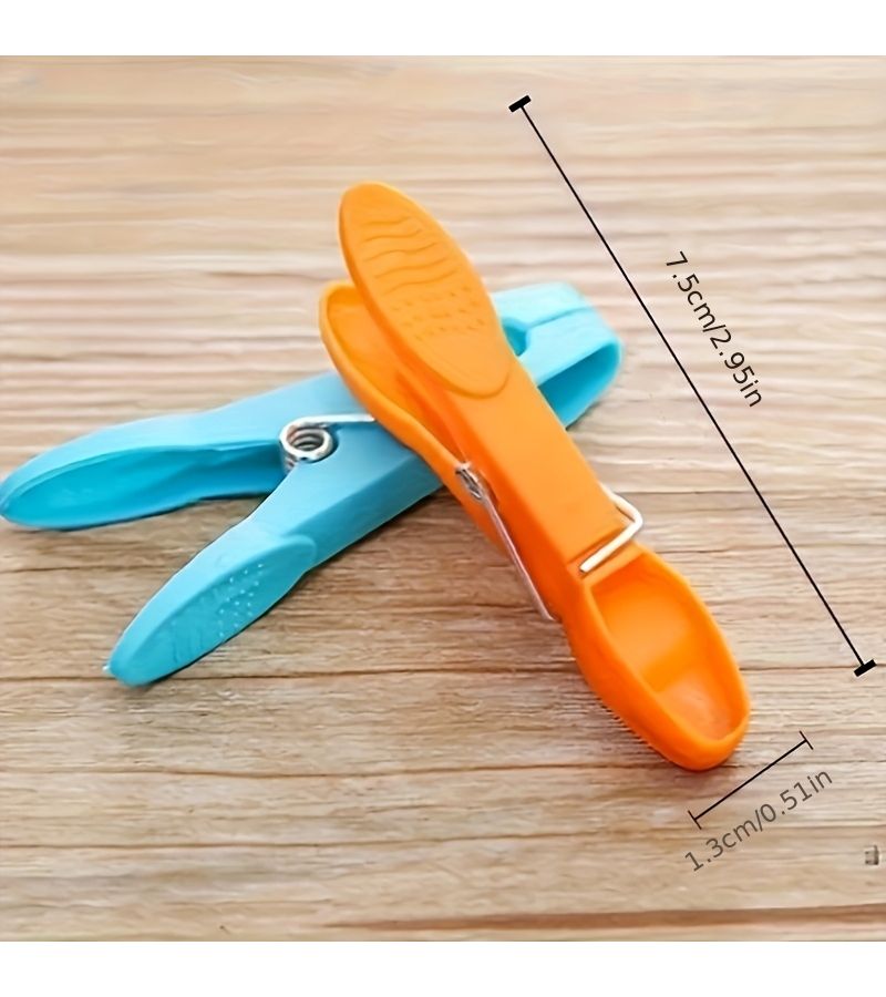8 Pcs Mixed Color Plastic Clothespins Heavy Duty Spring Anti Slip Clips Multifunctional Durable Hook Style Clothes Pins For Drying And Fixing Outdoor Home Organization - Image 2
