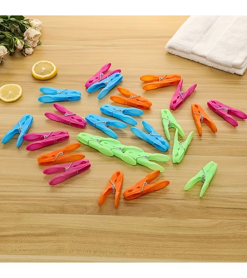 8 Pcs Mixed Color Plastic Clothespins Heavy Duty Spring Anti Slip Clips Multifunctional Durable Hook Style Clothes Pins For Drying And Fixing Outdoor Home Organization - Image 1