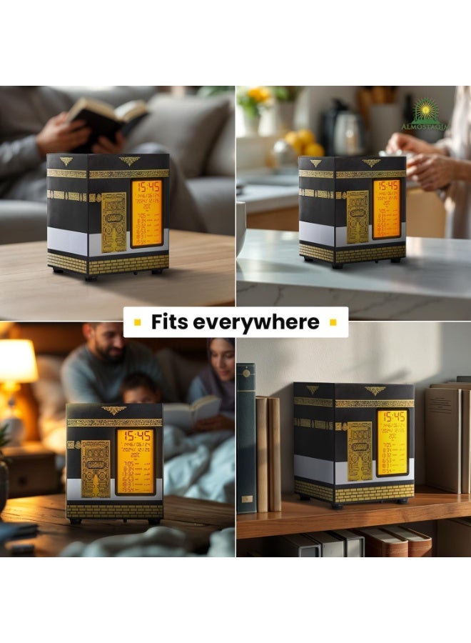 بايكو ساعة أذان إسلامية بتصميم كبا مع شاشة عرض كاملة لوقت الصلاة عن بعد - Image 2