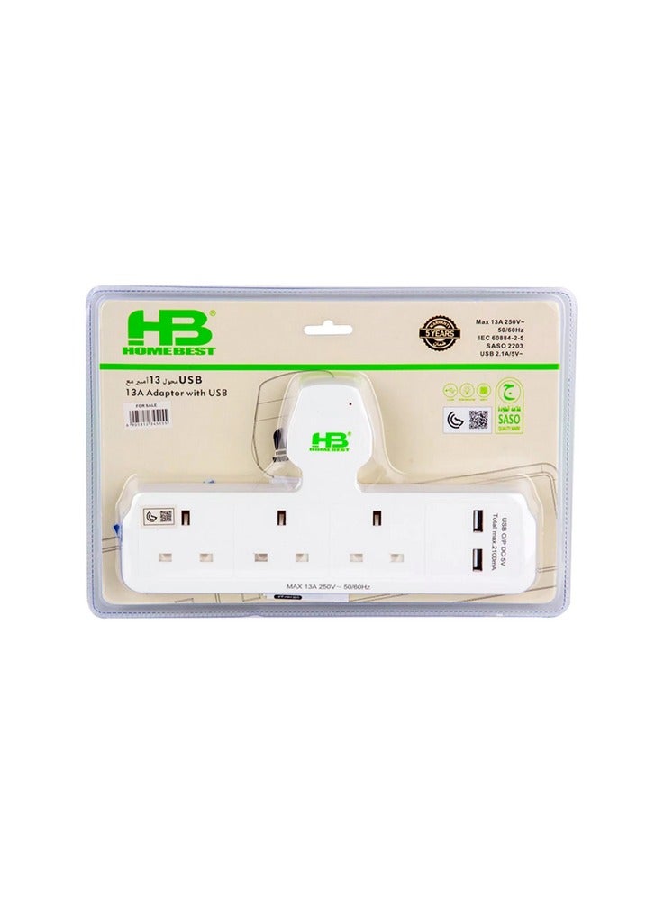 هوم بيست هوم بست وصلة كهرباء 3 مخارج2 يو اس بي - Image 1