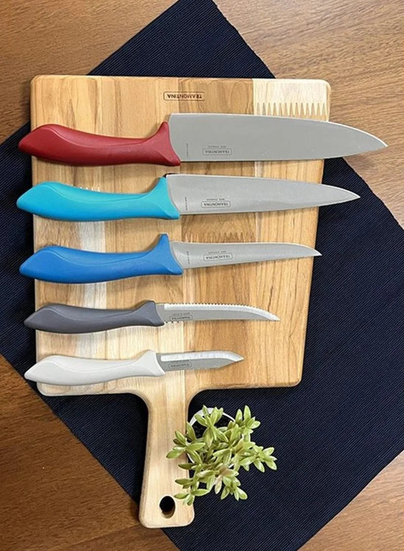 ترامونتينا Tramontina Affilata 5 Pieces Knife Set with Stainless Steel Blade and Multicolor Polypropylene Handle