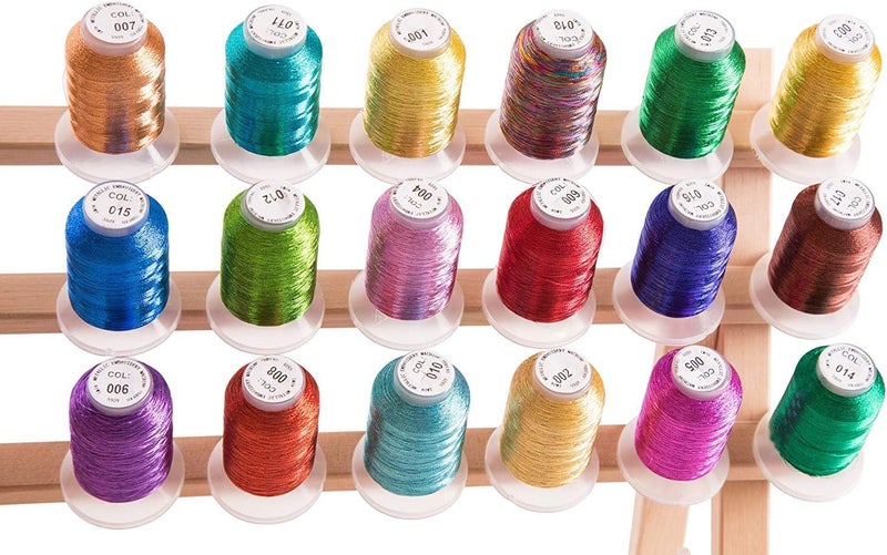 Embroidex 18 Spool Metallic Embroidery Machine Thread + Thread Nets - Image 1