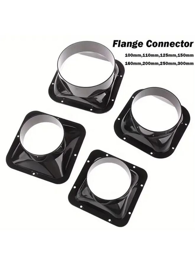 Adjustable 200mm Black ABS Plastic Flange Connector For Ventilation Exhaust Pipe - Image 2