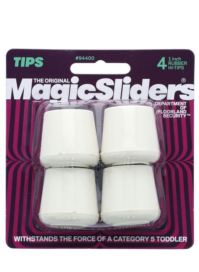 Magic Sliders 4-Piece Rubber Leg Tips White 1 Inch - Image 1