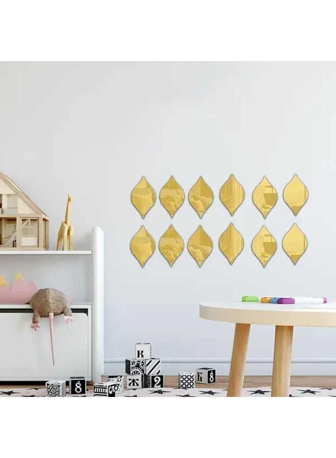 Golden Self Adhesive Removable Water Drop Mirror Wall Art For Bedroom Living Room - Image 1