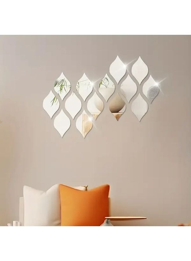 Golden Self Adhesive Removable Water Drop Mirror Wall Art For Bedroom Living Room - Image 2