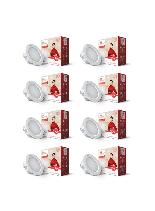 MURPHY Murphy Joy 7W LED Down Light, Cool White Light, Round, Pack of 8, Recessed Ceiling LED Light, Suited for 3 inch Junction Box/Concealed Box (2 Years Warranty) - Image 1